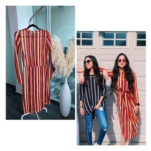 Zara Multicoloured Orange Midi Dress